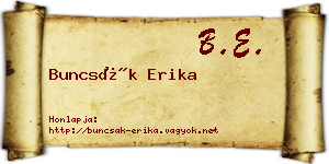 Buncsák Erika névjegykártya